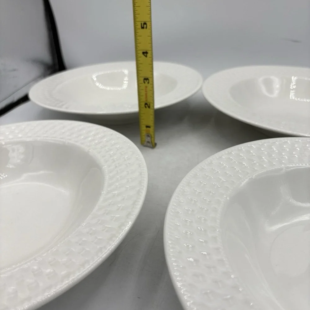 Oneida Bowls Casual Settings Basket Weave Soup Pasta Stoneware 9